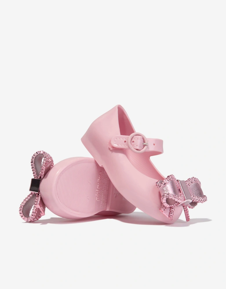 Girls Mini Sweet Love Bow Jelly Ballerinas in Pink