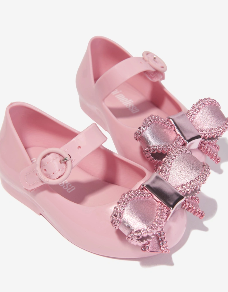 Girls Mini Sweet Love Bow Jelly Ballerinas in Pink