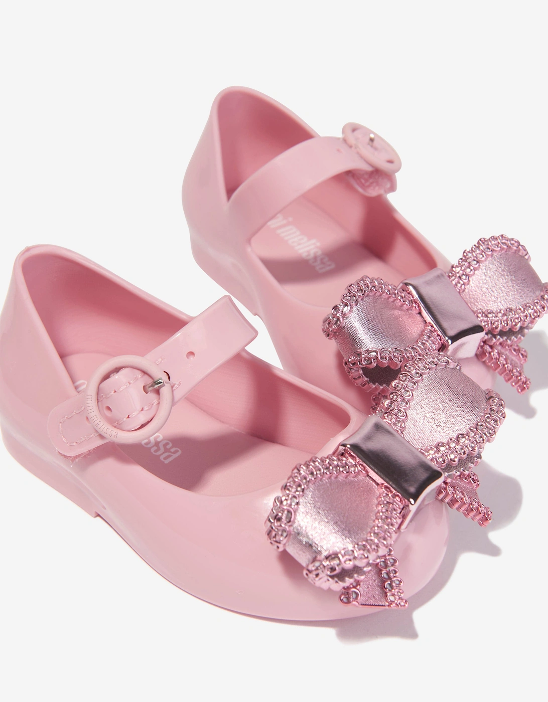 Girls Mini Sweet Love Bow Jelly Ballerinas in Pink