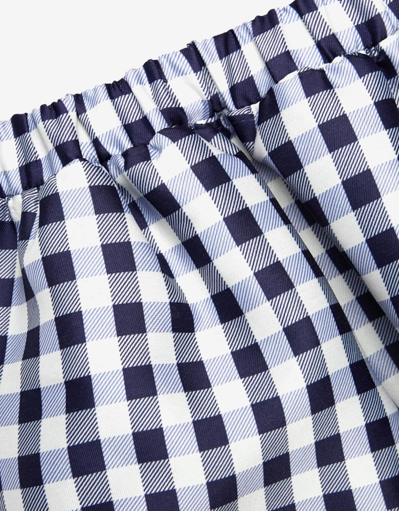 Girls Gingham Taffeta Skirt in Navy