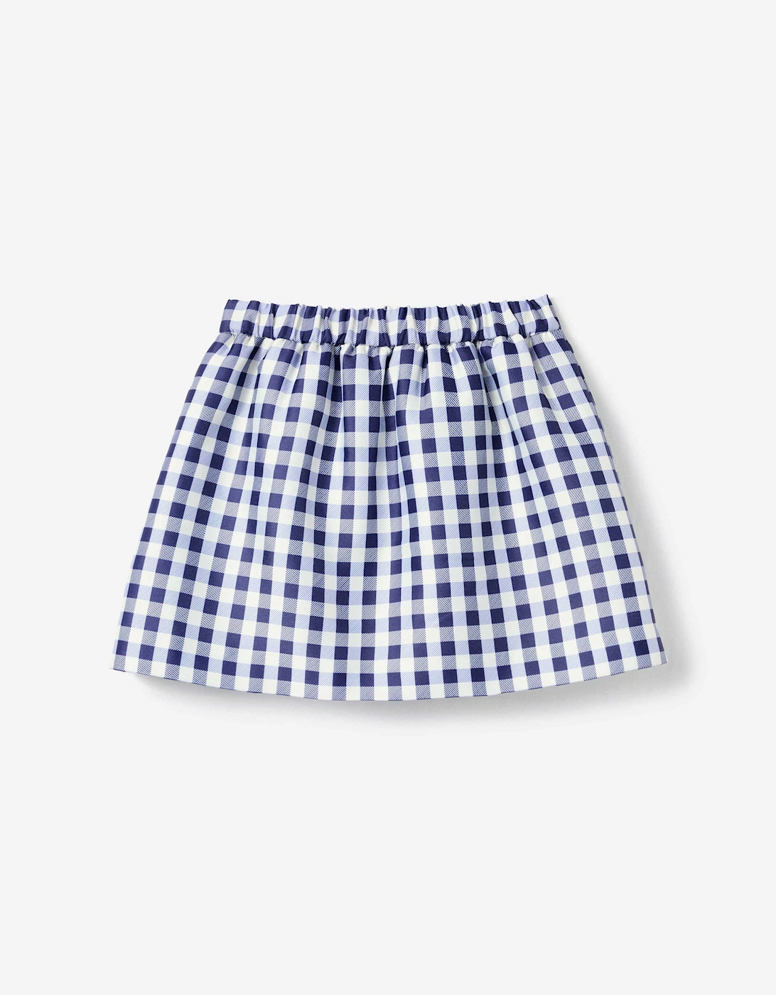 Girls Gingham Taffeta Skirt in Navy