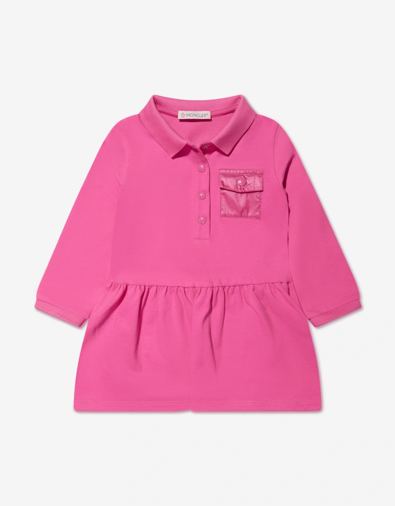 Enfant Baby Girls Long Sleeve Pocket Dress in Pink