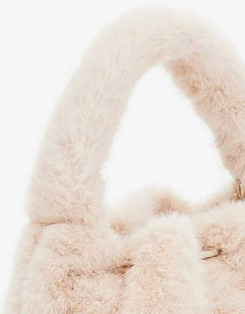 Girls Faux Fur Shoulder Bag in Ivory (28cm)