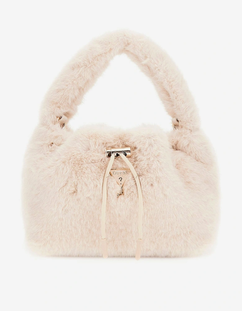 Girls Faux Fur Shoulder Bag in Ivory (28cm)