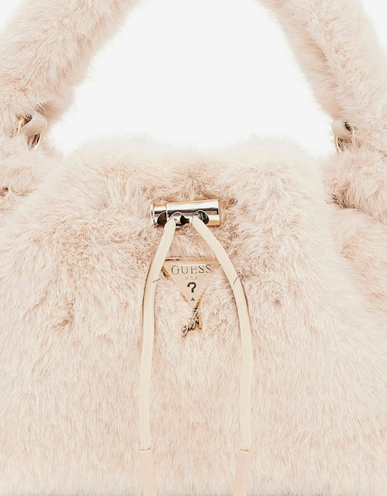 Girls Faux Fur Shoulder Bag in Ivory (28cm)