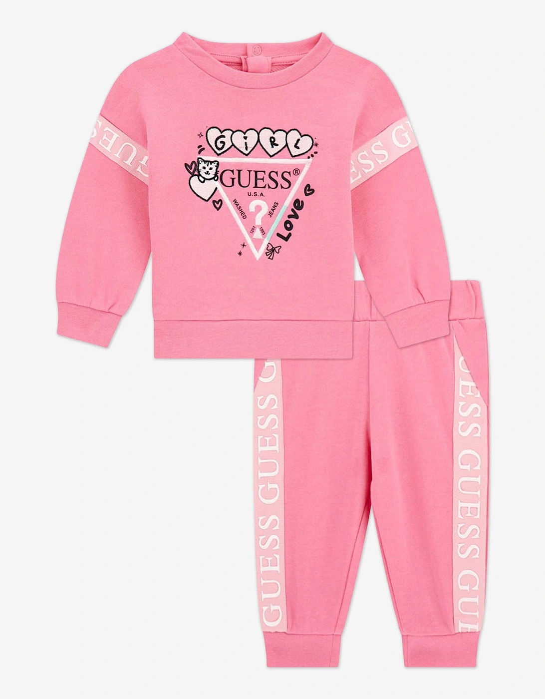 Baby Girls Logo Tracksuit in Pink, 5 of 4
