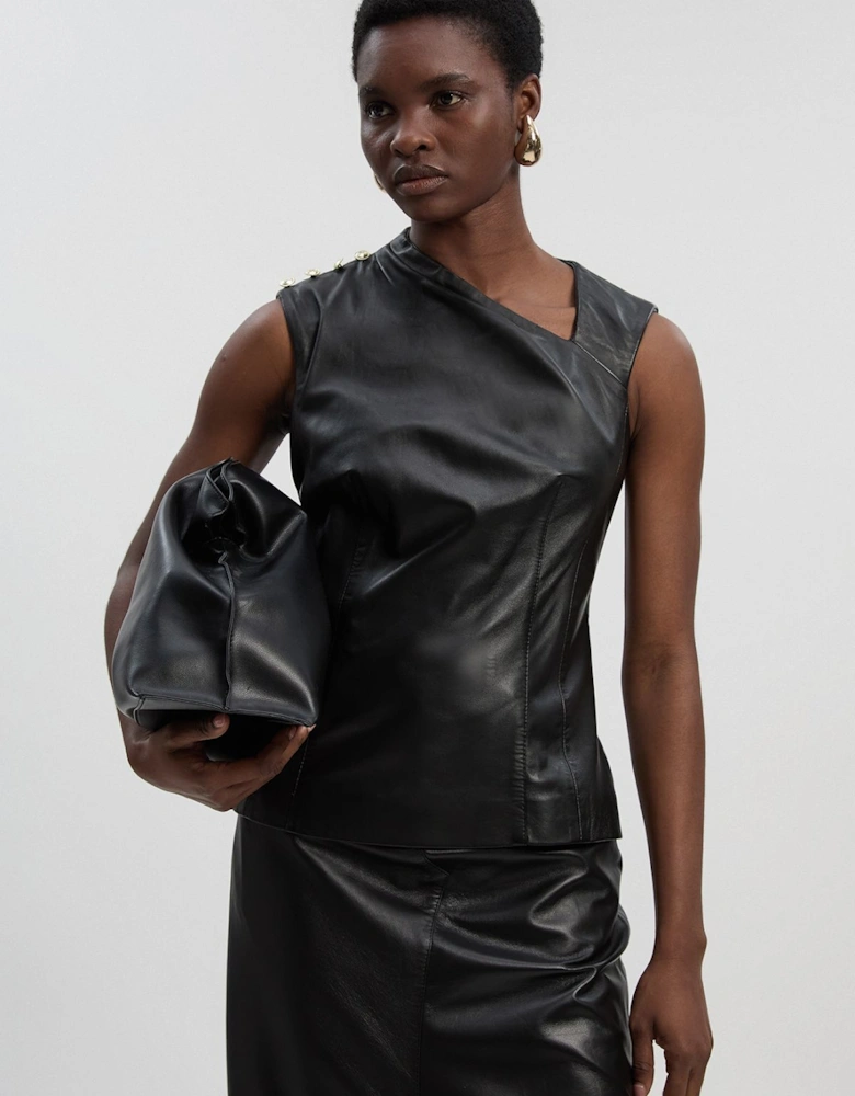 Leather Drape Top