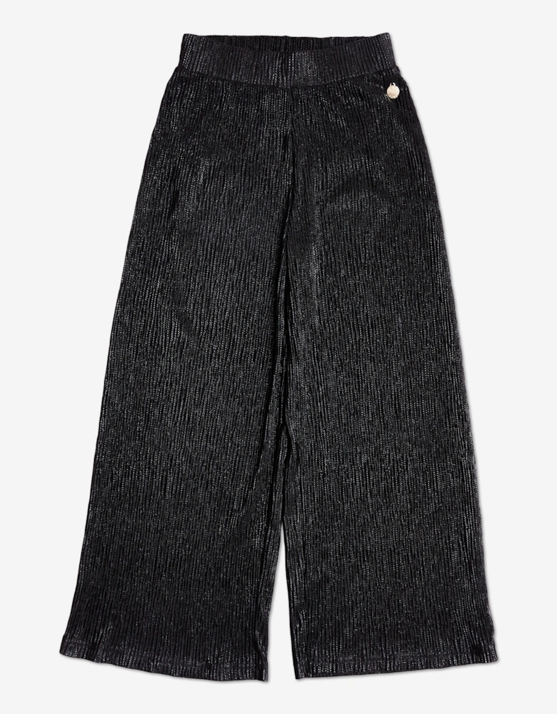 BCBGMAXAZRIA Girls Knitted Texture Flared Trousers in Black