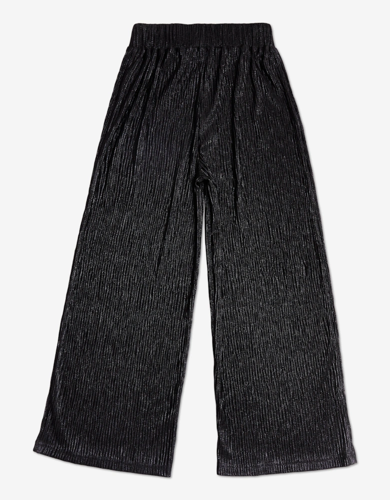 BCBGMAXAZRIA Girls Knitted Texture Flared Trousers in Black