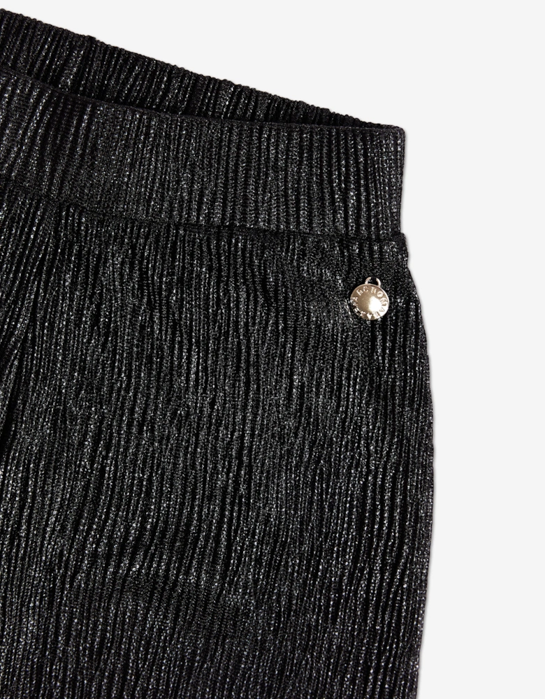 BCBGMAXAZRIA Girls Knitted Texture Flared Trousers in Black