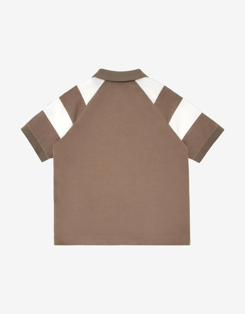 Boys Colourblock Polo Shirt in Brown