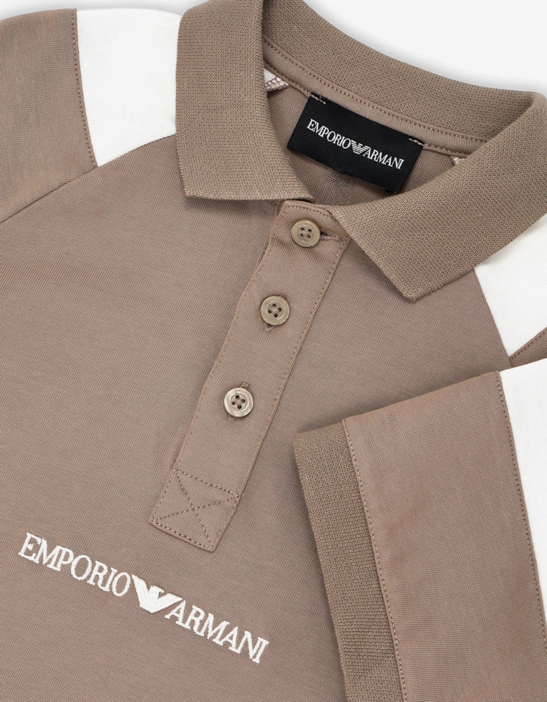 Boys Colourblock Polo Shirt in Brown