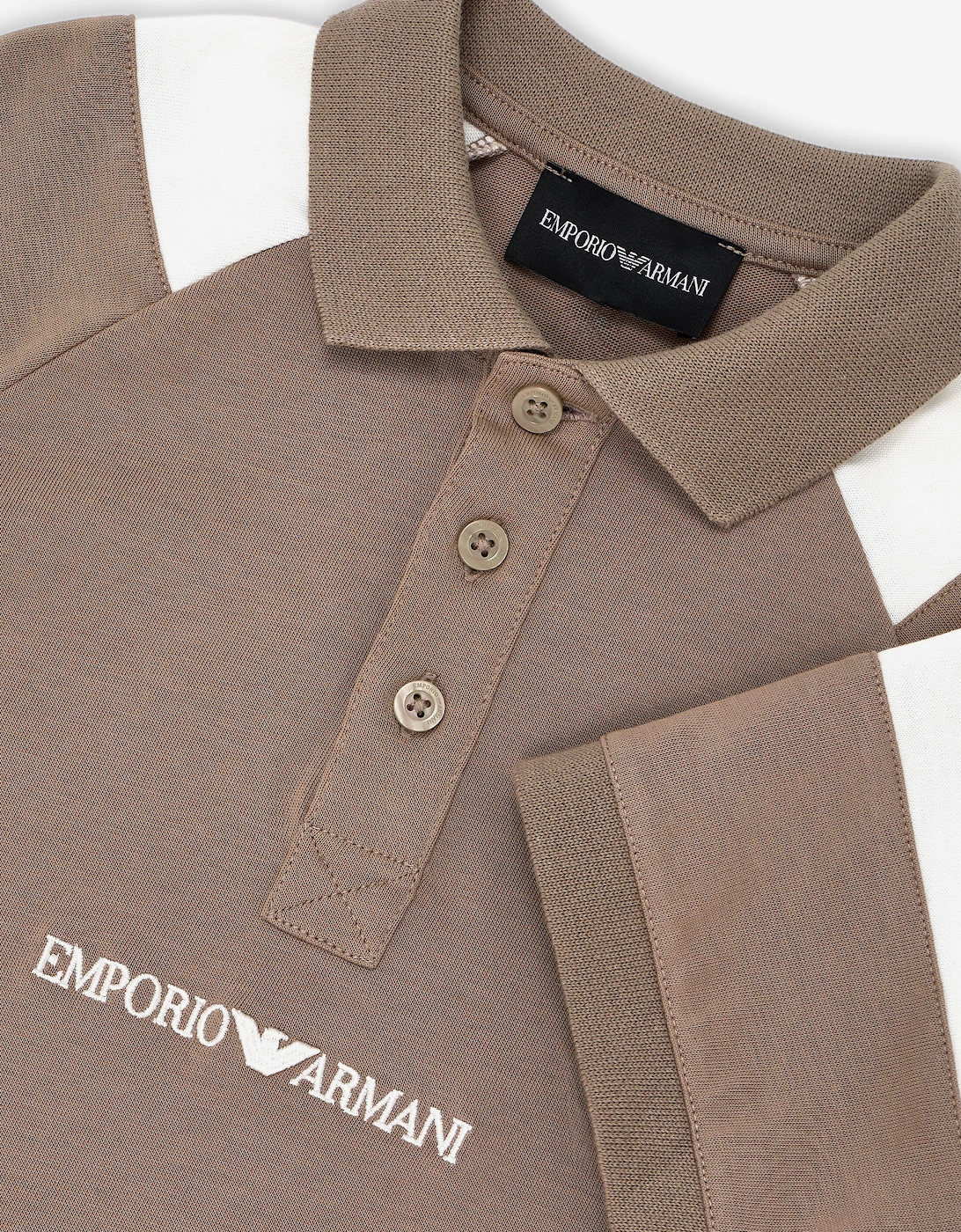 Boys Colourblock Polo Shirt in Brown