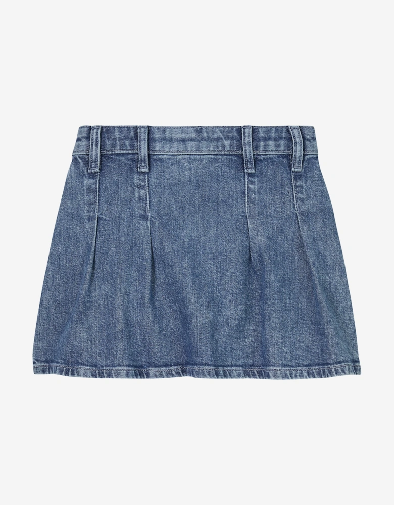 Girls Denim Pleated Skirt in Blue