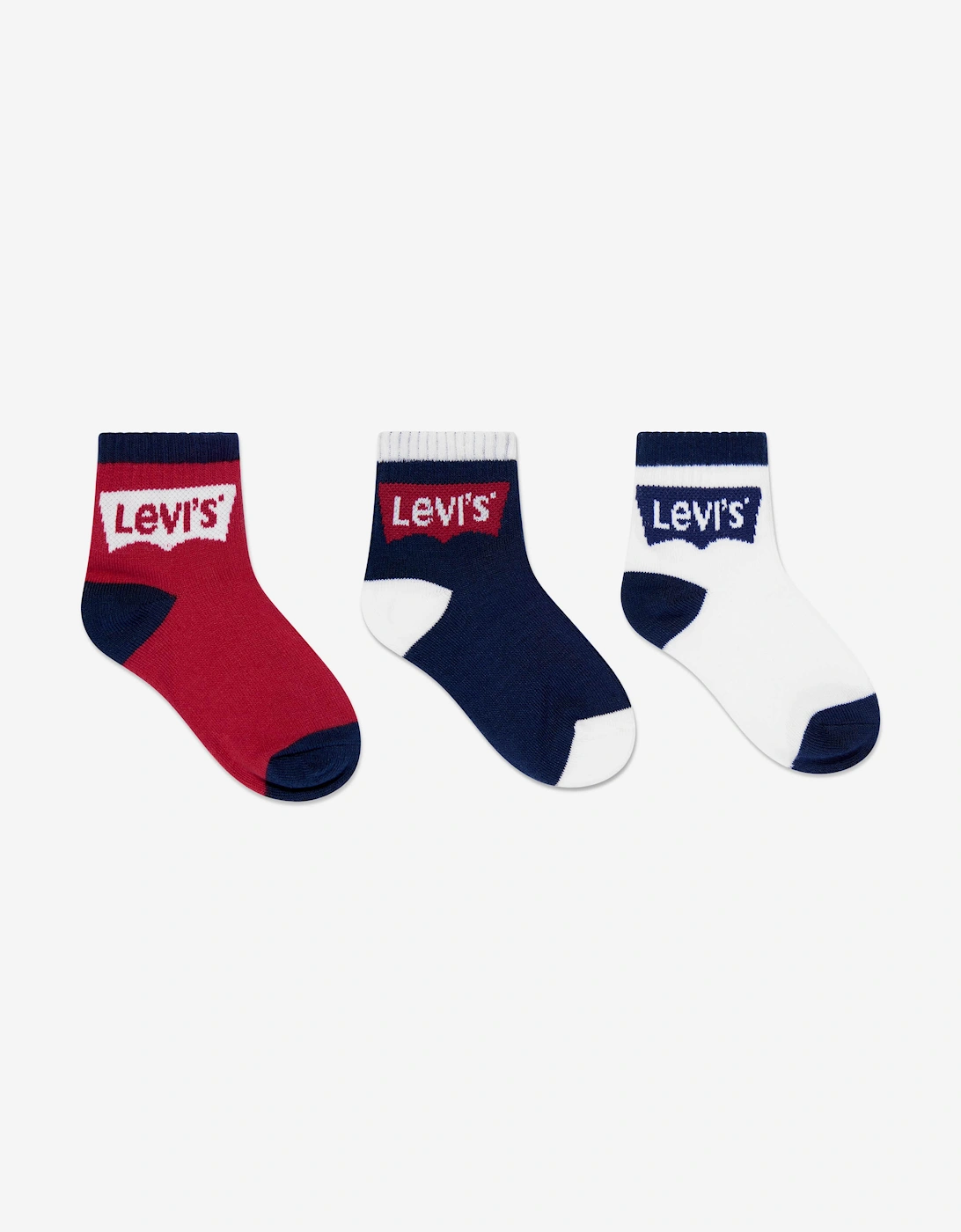 Boys Batwing Midcut Socks Set (3 Pack) in Navy, 5 of 4
