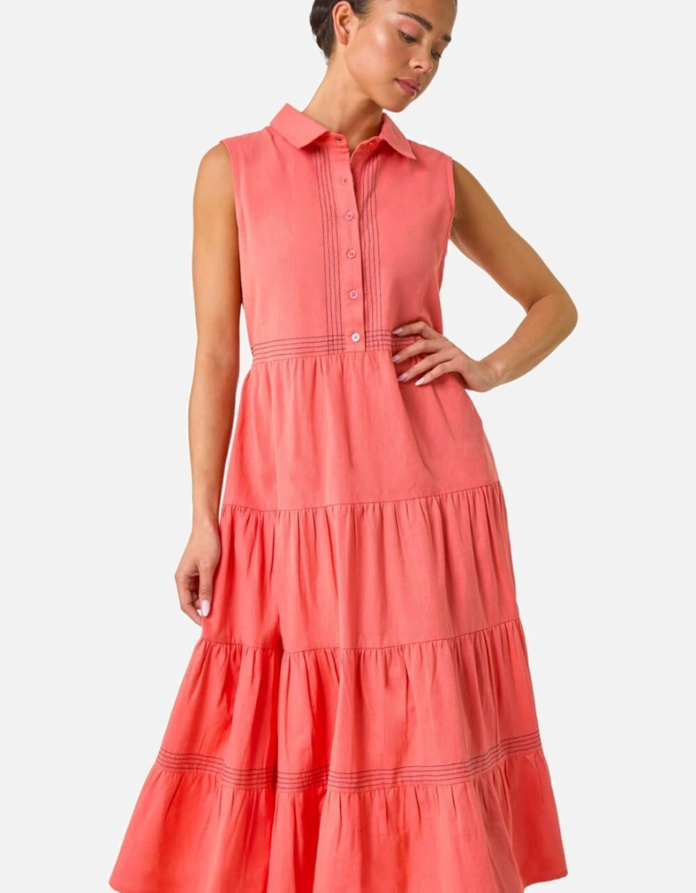 Petite Cotton Pocket Tiered Midi Dress