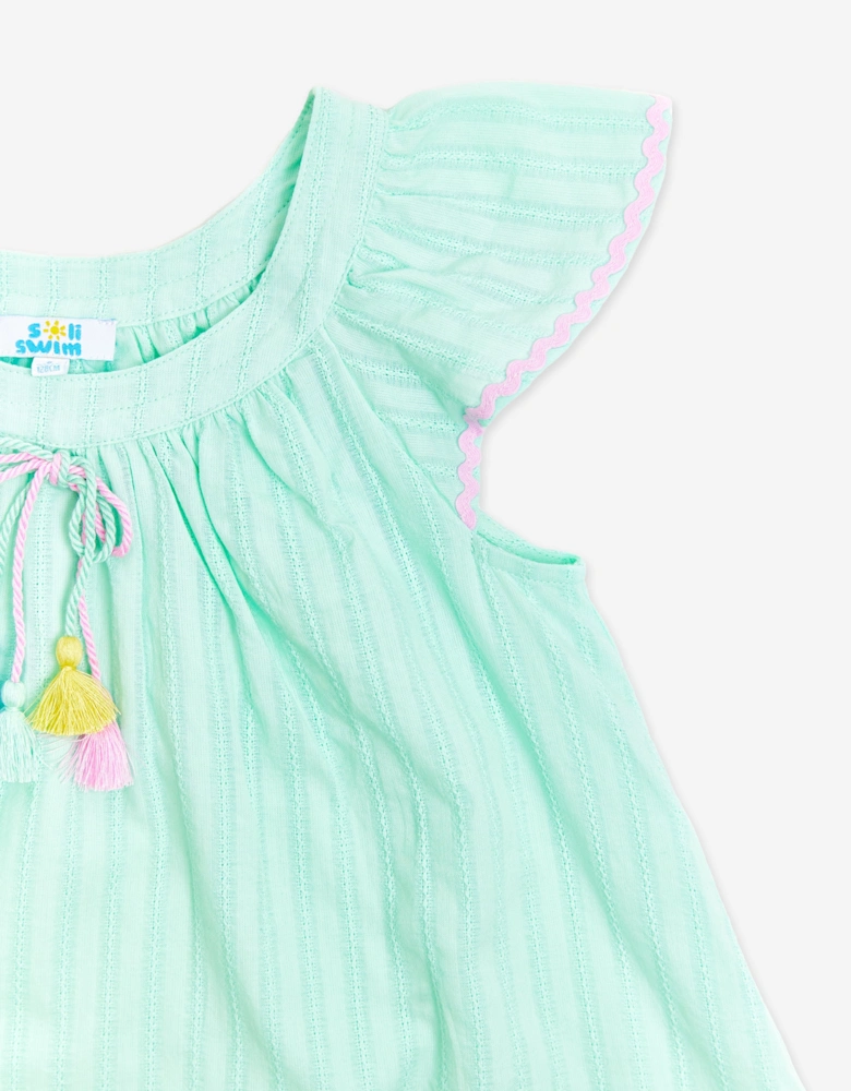 Girls Cotton Summer Dress in Green