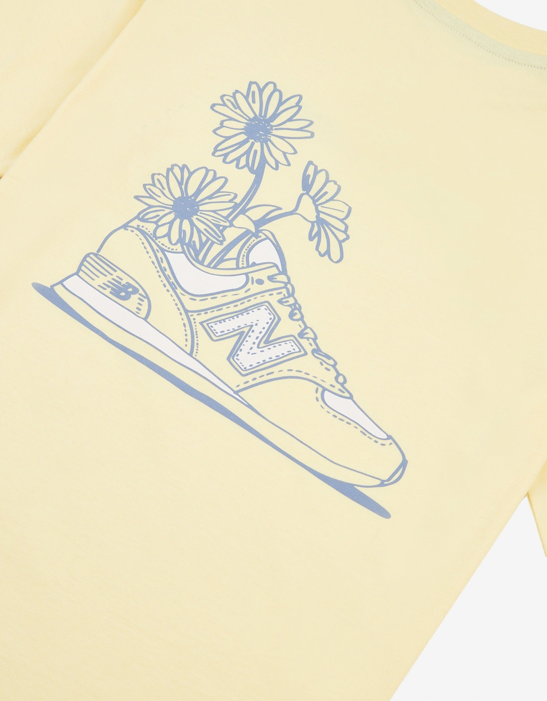 Girls Floral Sneaker Back Graphics T-Shirt in Yellow