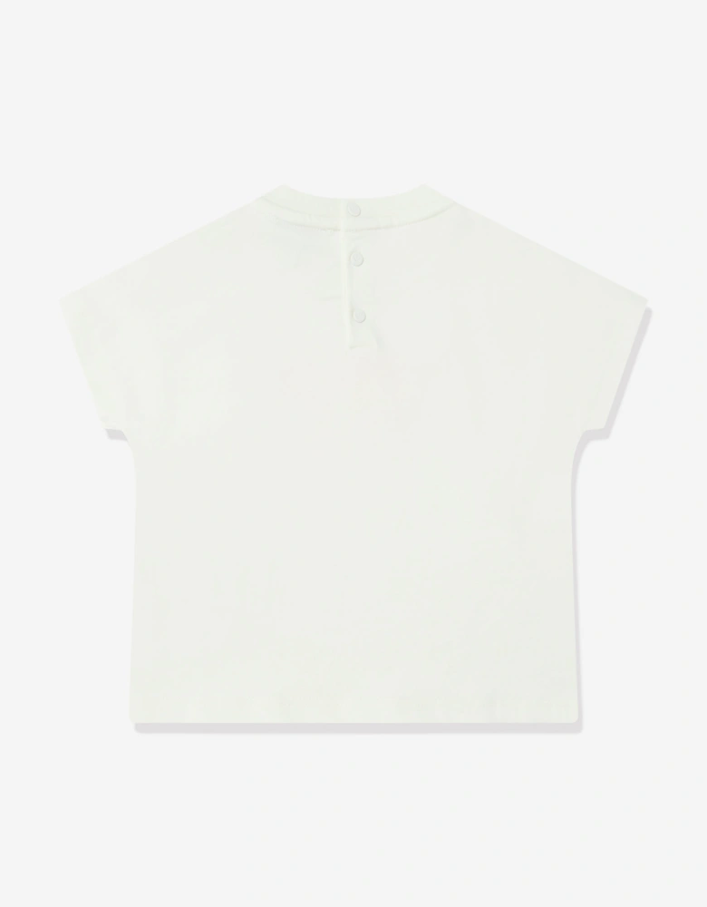 Baby Girls Flower Logo T-Shirt in White
