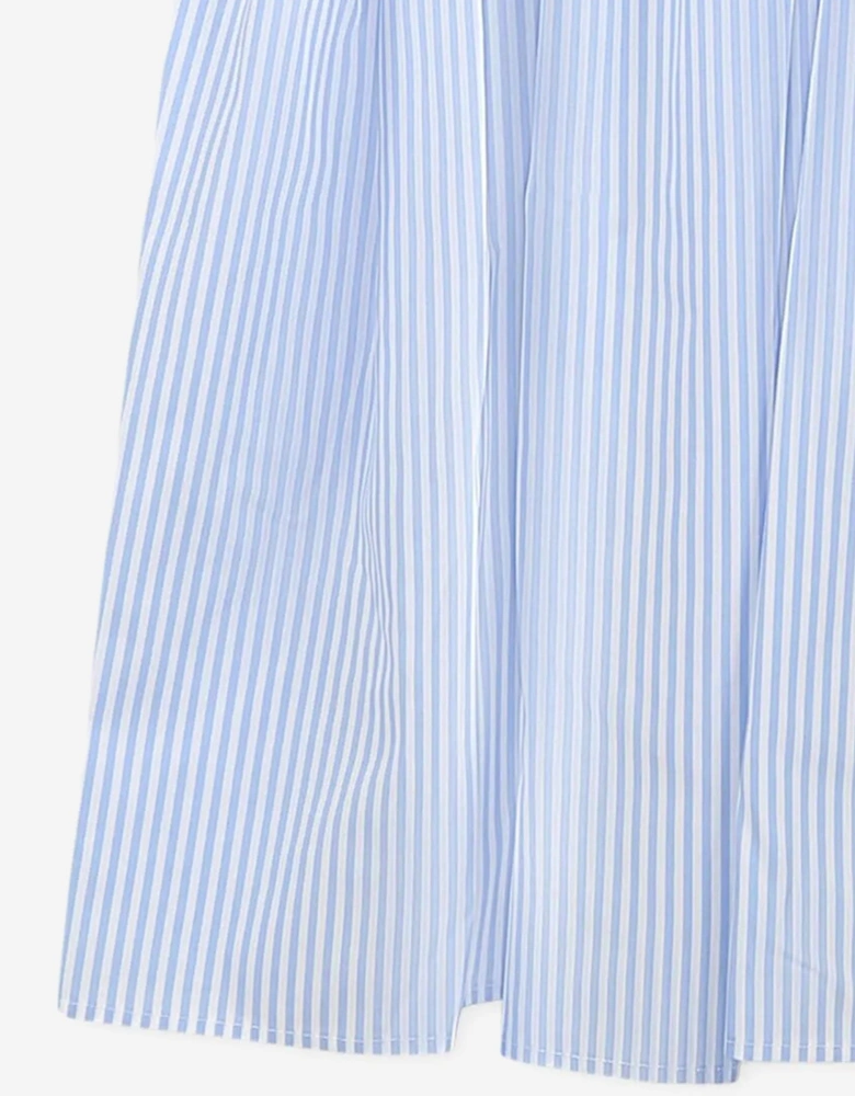 Girls Striped Floral Logo Dress in Blue