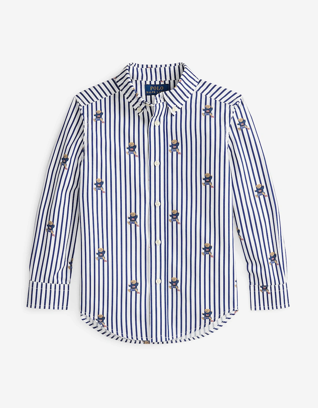 Boys Striped Bear Shirt in Navy, 6 of 5