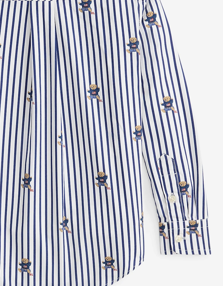 Boys Striped Bear Shirt in Navy