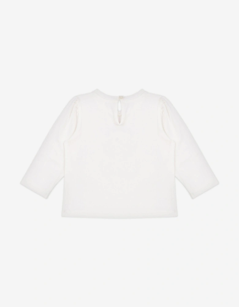 Baby Girls Long Sleeve Teddy T-Shirt in Ivory