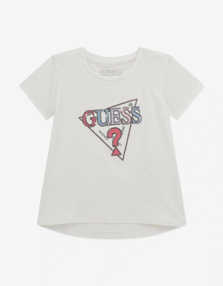 Girls High Low T-Shirt in White