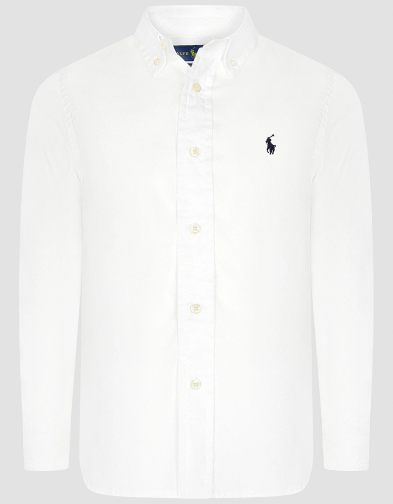 Boys Slim Fit Oxford Shirt in White