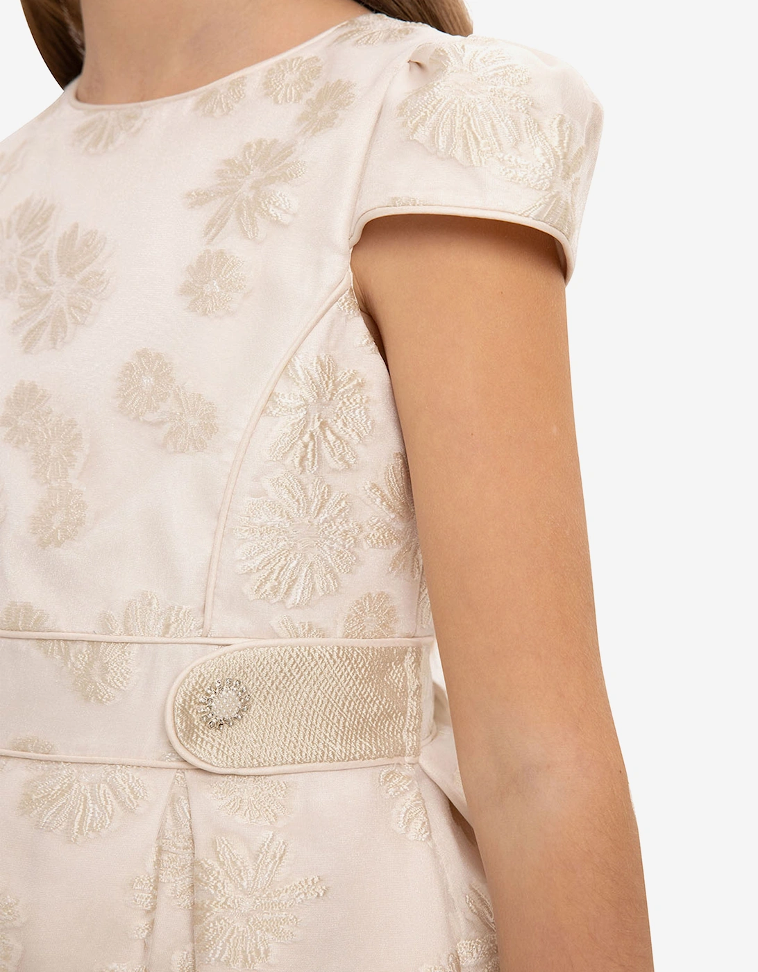Girls Stylish Dress with Matching Bag in Beige