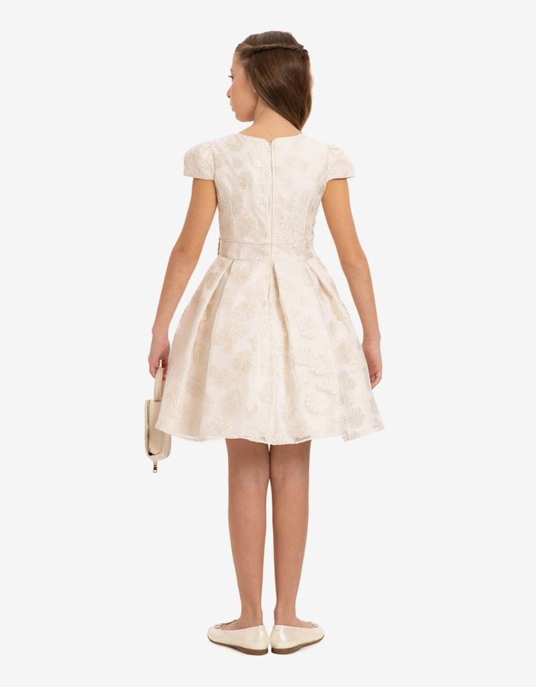 Girls Stylish Dress with Matching Bag in Beige