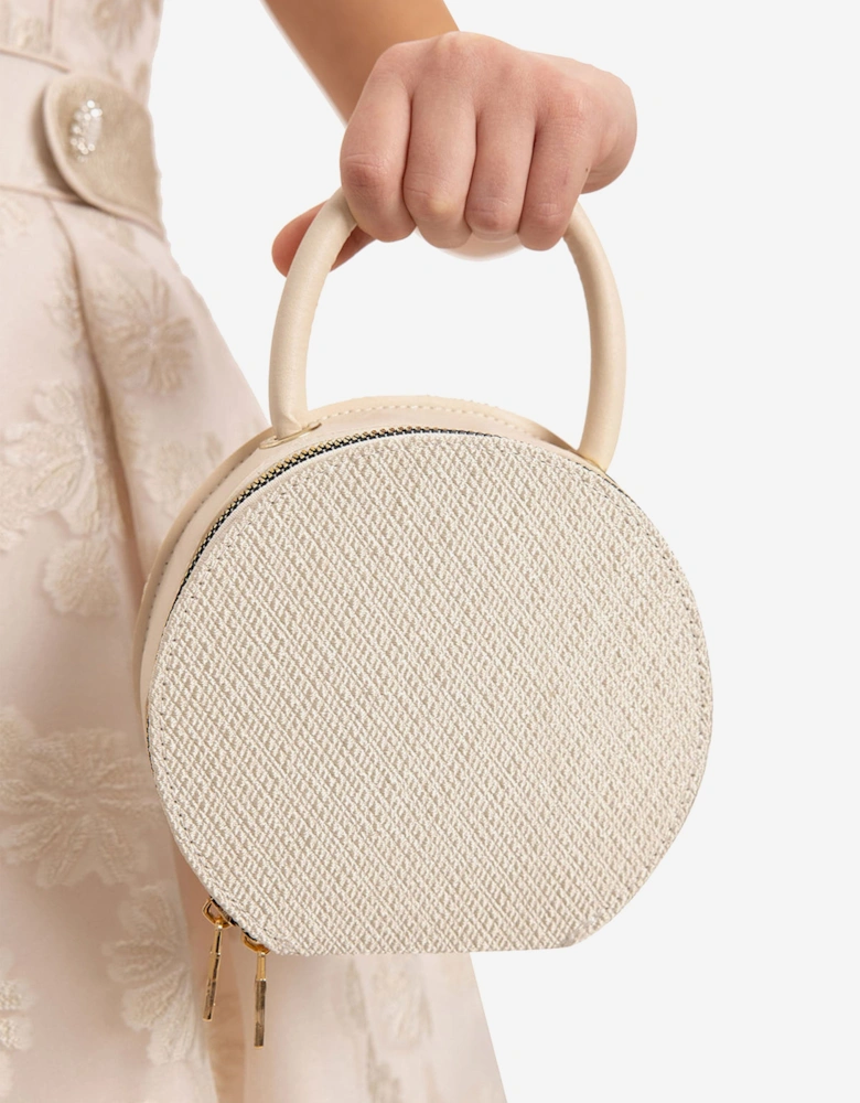 Girls Stylish Dress with Matching Bag in Beige