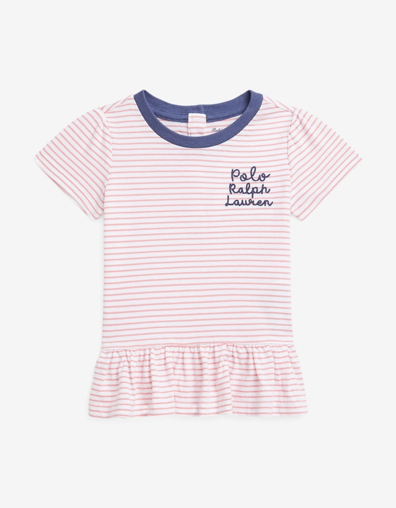 Baby Girls Striped Jersey Dress in Pink