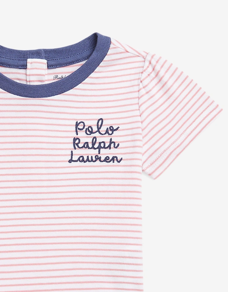 Baby Girls Striped Jersey Dress in Pink