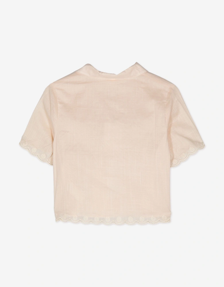 Girls Halliday Embroidered Shirt in Ivory
