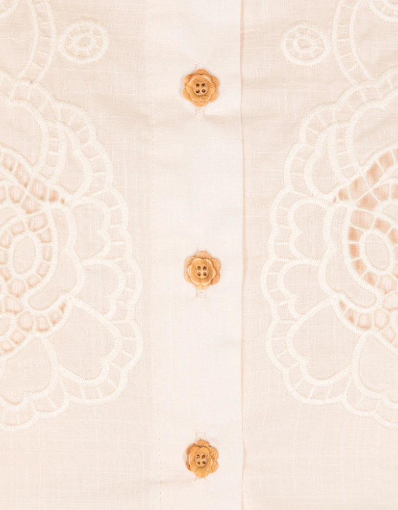 Girls Halliday Embroidered Shirt in Ivory