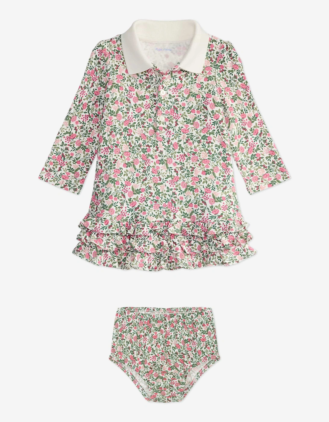 Baby Girls Floral Polo Dress in Multicolour, 6 of 5