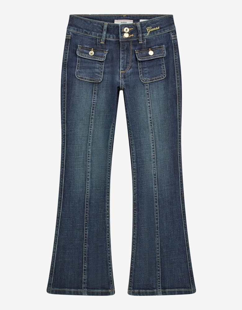 Girls Comfort Denim Bootcut Jeans in Blue