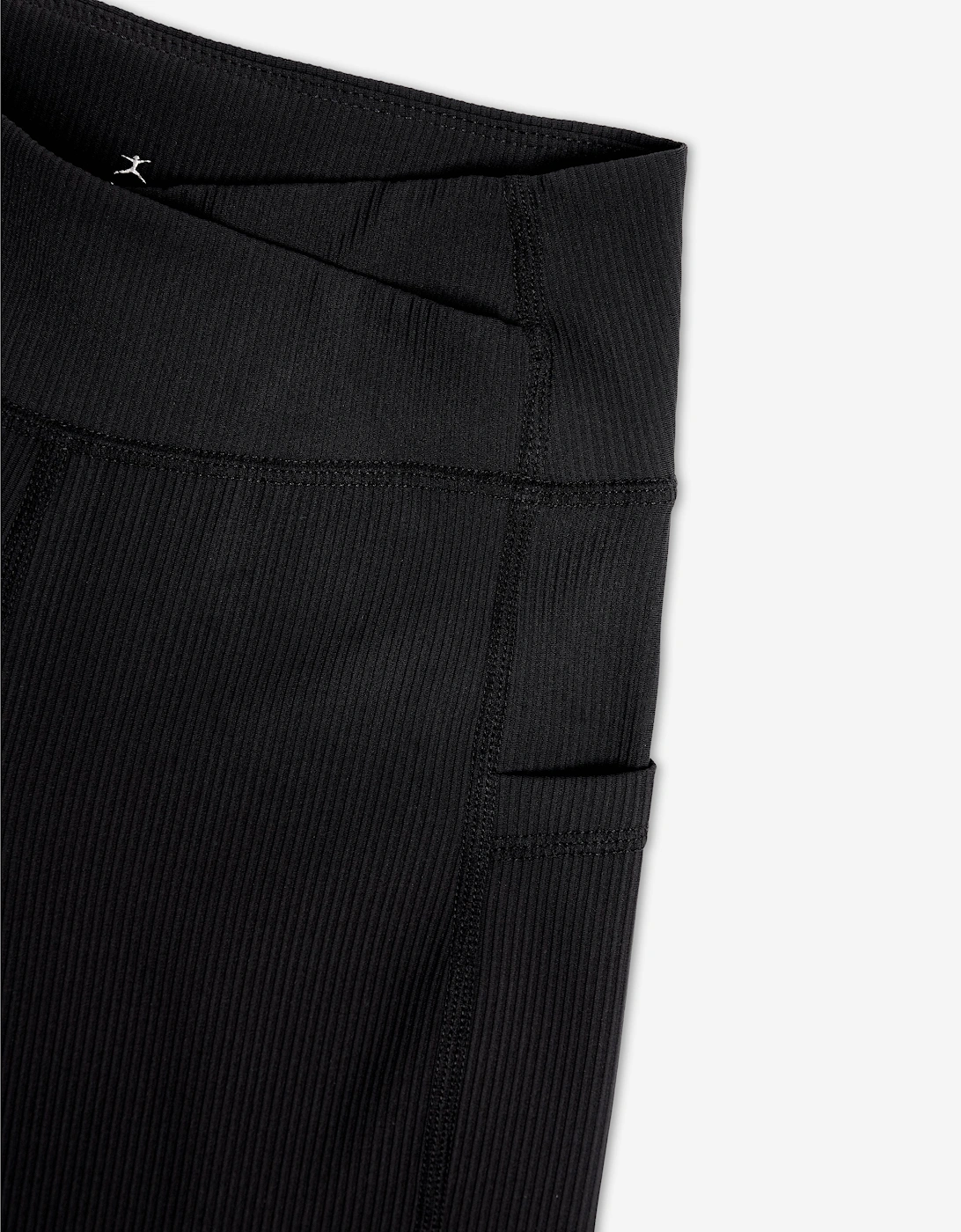 Girls Ribbed High Waist V Shape Waistband Shorts in Black