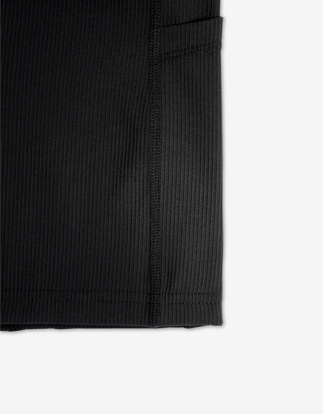 Girls Ribbed High Waist V Shape Waistband Shorts in Black
