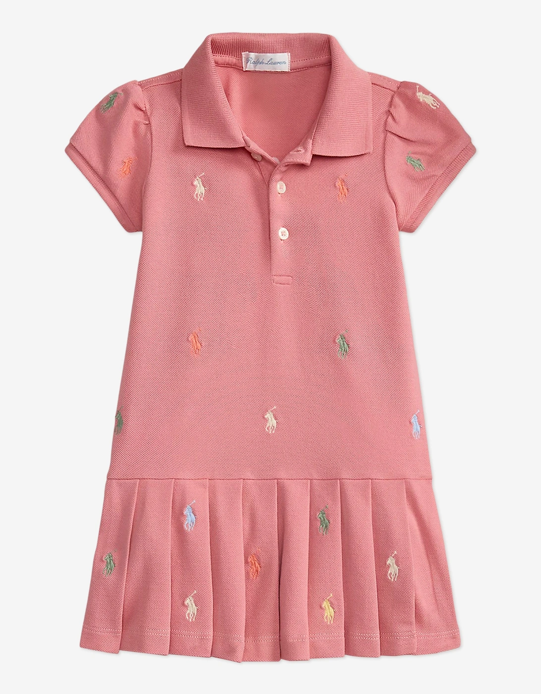 Baby Girls Stretch Mesh Polo Dress in Pink