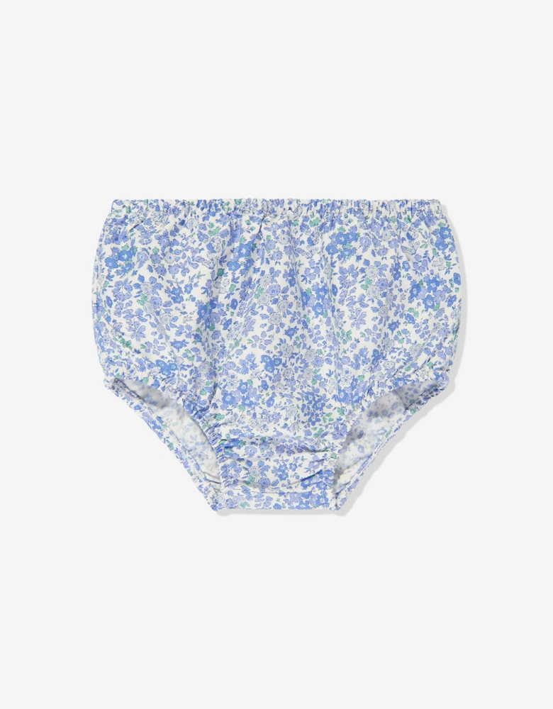 Baby Girls Classic Oxford Floral Shirt Dress in Blue
