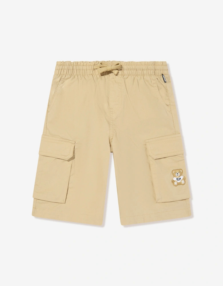 Boys Teddy Cargo Shorts in Beige