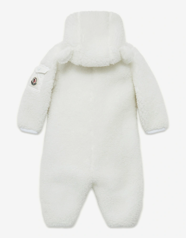 Baby Teddy Fleece Romper in White