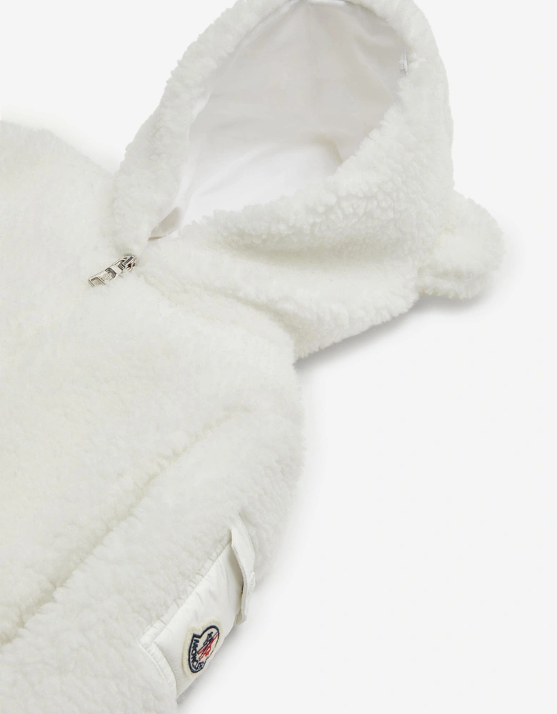 Baby Teddy Fleece Romper in White