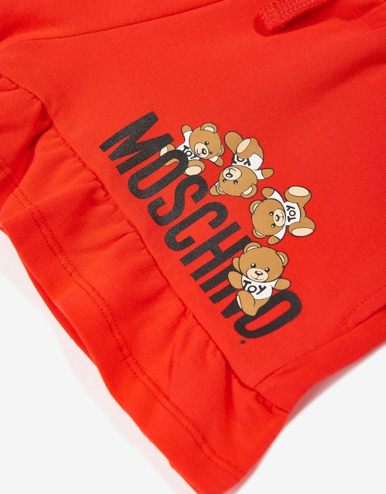 Girls Teddy Logo Shorts in Red