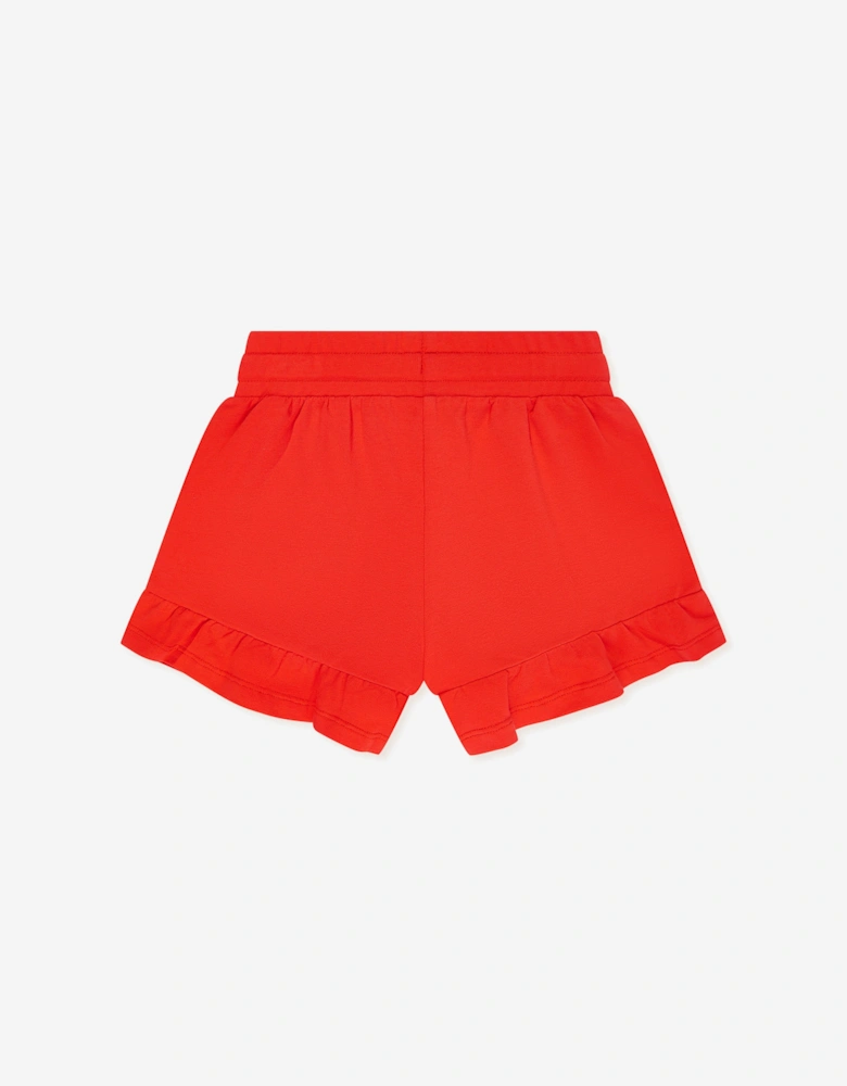 Girls Teddy Logo Shorts in Red