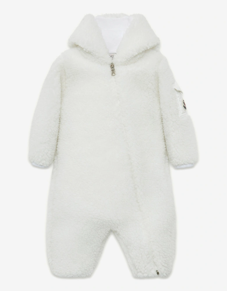 Baby Teddy Fleece Romper in White