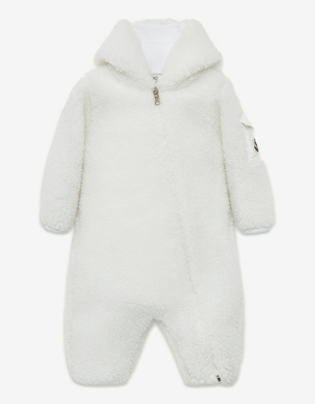 Baby Teddy Fleece Romper in White, 5 of 4