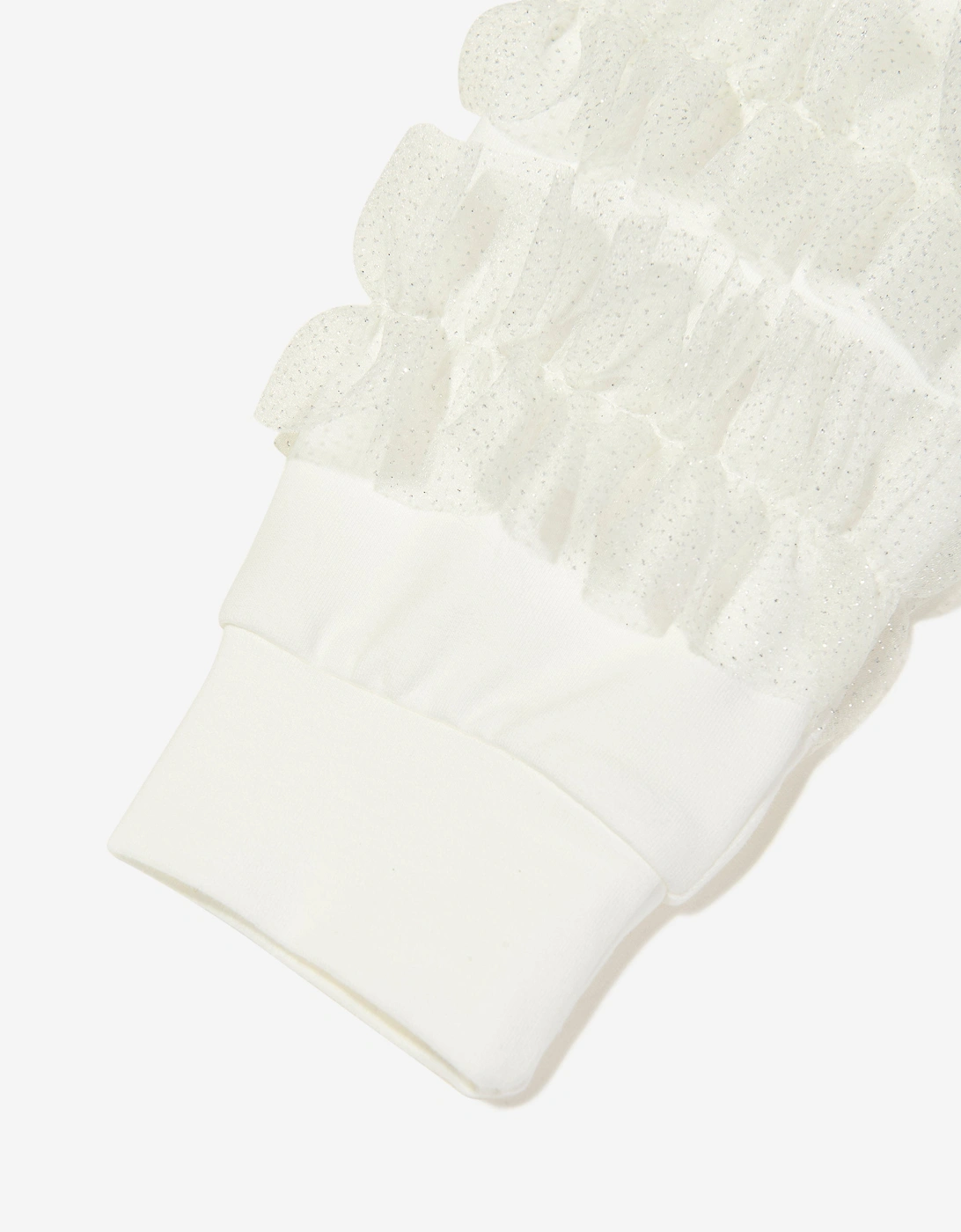 Girls Organza Detailed Sleeve Sweatshirt in White